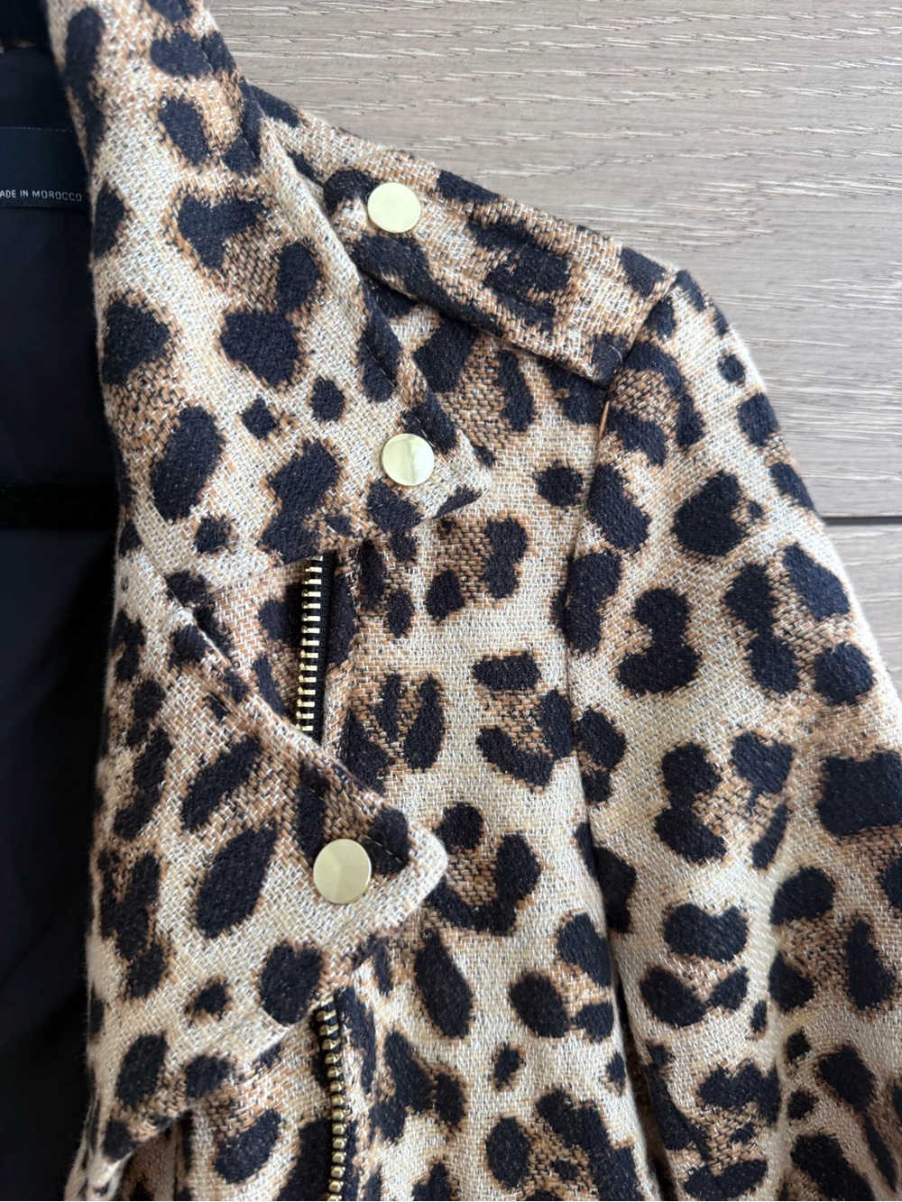 Zara Leopard-Print Moto Jacket in Tan & Black - Picture 2 of 5